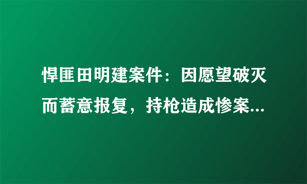 悍匪田明建案件：因愿望破灭而蓄意报复，持枪造成惨案！法律会怎么判？