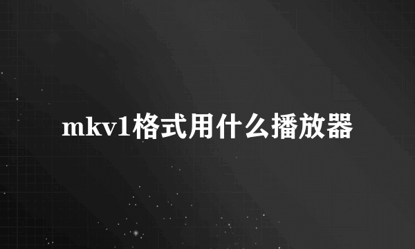 mkv1格式用什么播放器