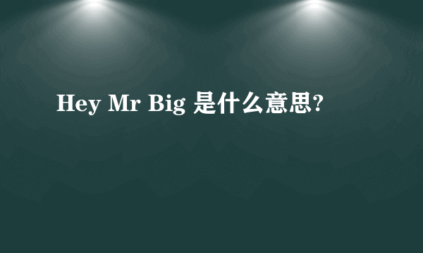 Hey Mr Big 是什么意思?