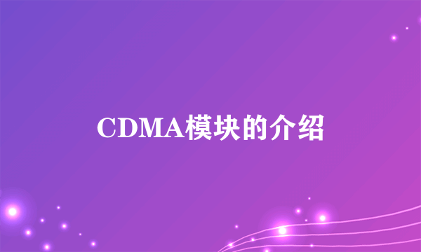 CDMA模块的介绍