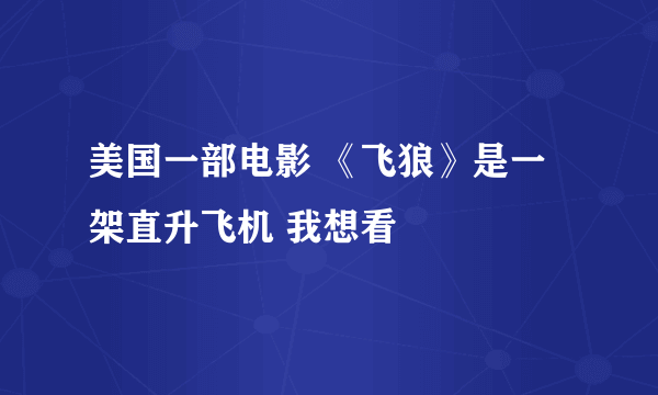 美国一部电影 《飞狼》是一架直升飞机 我想看