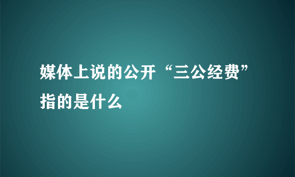 媒体上说的公开“三公经费”指的是什么