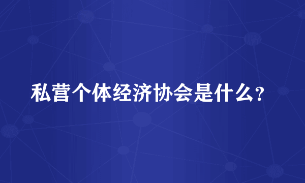 私营个体经济协会是什么？