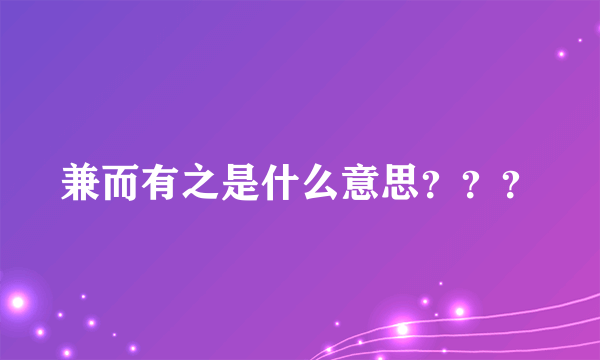 兼而有之是什么意思？？？