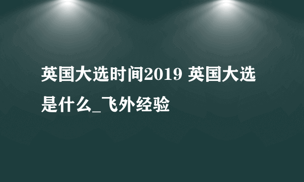 英国大选时间2019 英国大选是什么_飞外经验