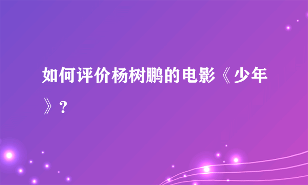 如何评价杨树鹏的电影《少年》？