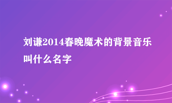 刘谦2014春晚魔术的背景音乐叫什么名字