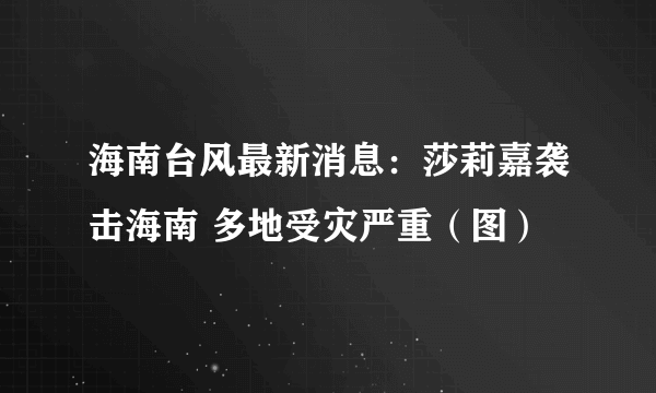 海南台风最新消息：莎莉嘉袭击海南 多地受灾严重（图）