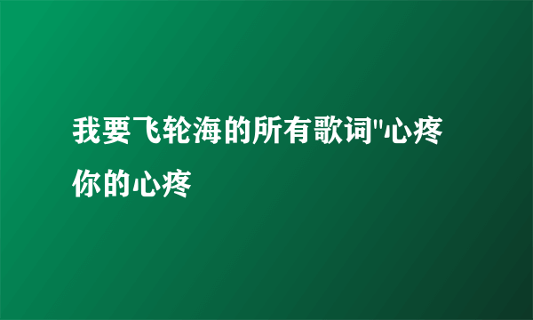 我要飞轮海的所有歌词