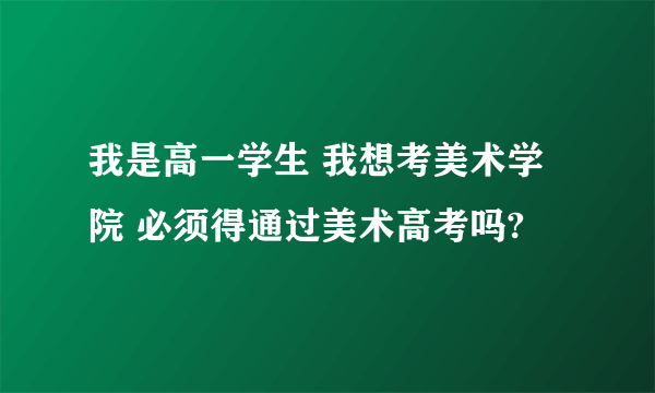 我是高一学生 我想考美术学院 必须得通过美术高考吗?