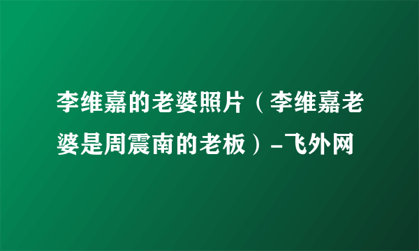 李维嘉的老婆照片（李维嘉老婆是周震南的老板）-飞外网