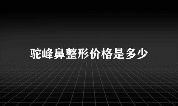 驼峰鼻整形价格是多少