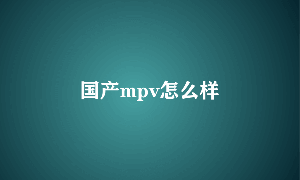 国产mpv怎么样