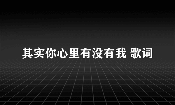 其实你心里有没有我 歌词