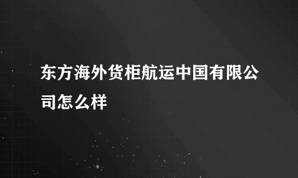 东方海外货柜航运中国有限公司怎么样