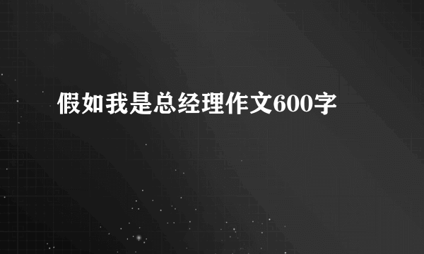 假如我是总经理作文600字