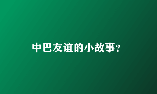 中巴友谊的小故事？