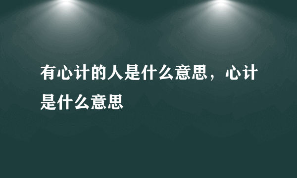 有心计的人是什么意思，心计是什么意思