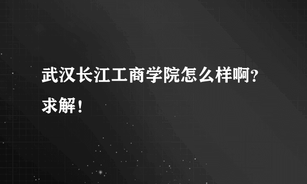 武汉长江工商学院怎么样啊？求解！