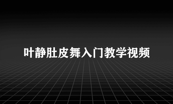 叶静肚皮舞入门教学视频