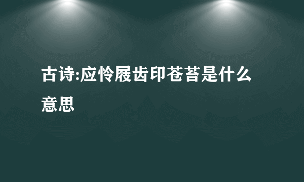 古诗:应怜屐齿印苍苔是什么意思