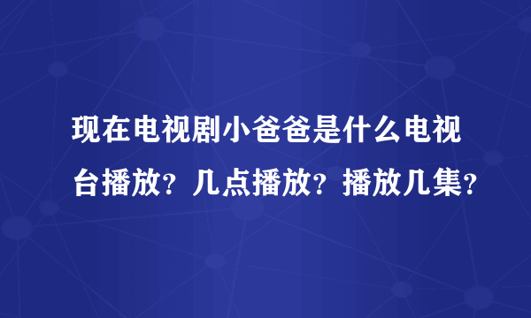 现在电视剧小爸爸是什么电视台播放？几点播放？播放几集？