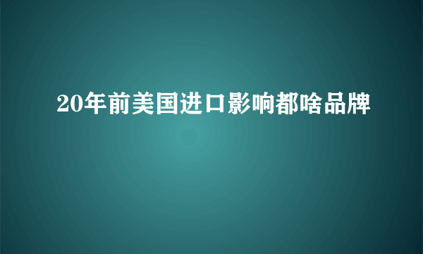 20年前美国进口影响都啥品牌