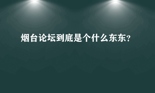 烟台论坛到底是个什么东东？