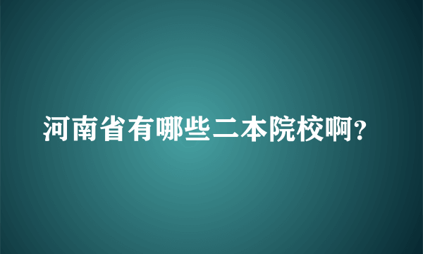 河南省有哪些二本院校啊？