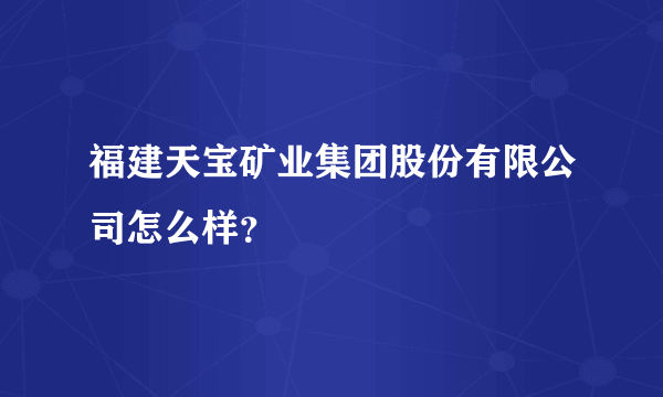 福建天宝矿业集团股份有限公司怎么样？