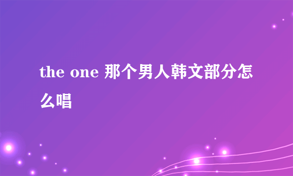 the one 那个男人韩文部分怎么唱