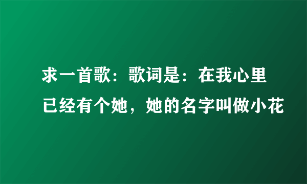 求一首歌：歌词是：在我心里已经有个她，她的名字叫做小花