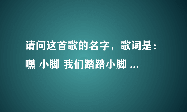 请问这首歌的名字，歌词是：嘿 小脚 我们踏踏小脚 嘿 膝盖 我们拍拍膝盖 嘿 屁股 我们扭扭屁股