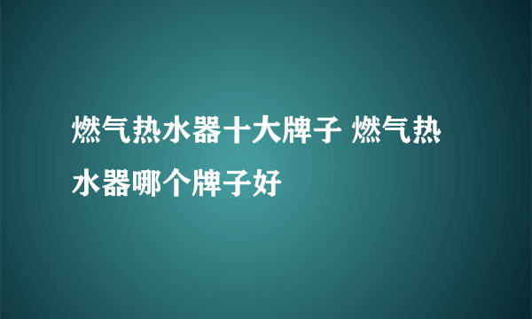 燃气热水器十大牌子 燃气热水器哪个牌子好