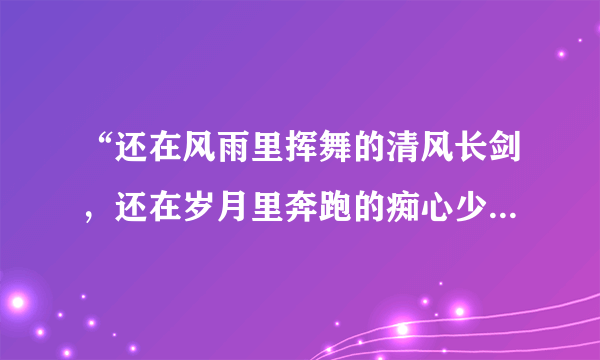 “还在风雨里挥舞的清风长剑，还在岁月里奔跑的痴心少年”是什么歌？