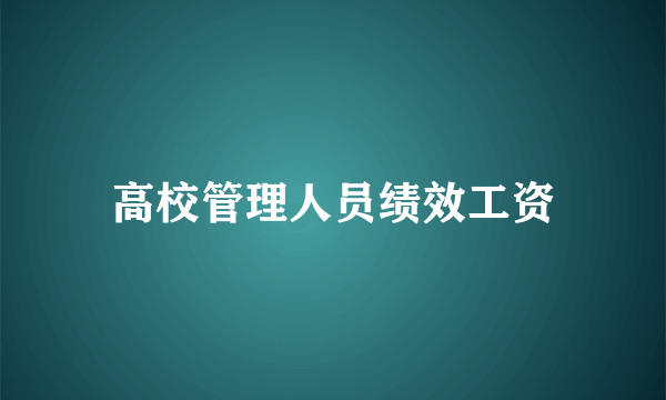 高校管理人员绩效工资