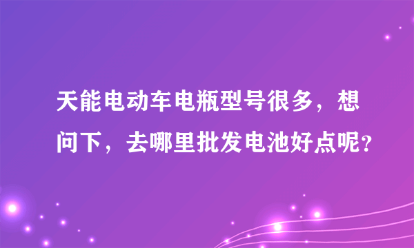 天能电动车电瓶型号很多，想问下，去哪里批发电池好点呢？