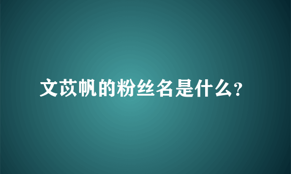 文苡帆的粉丝名是什么？