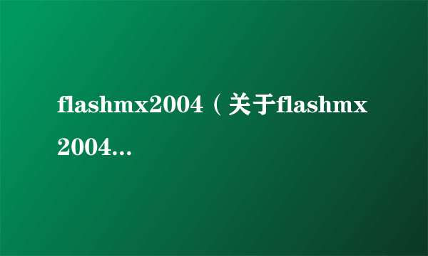 flashmx2004（关于flashmx2004的介绍）