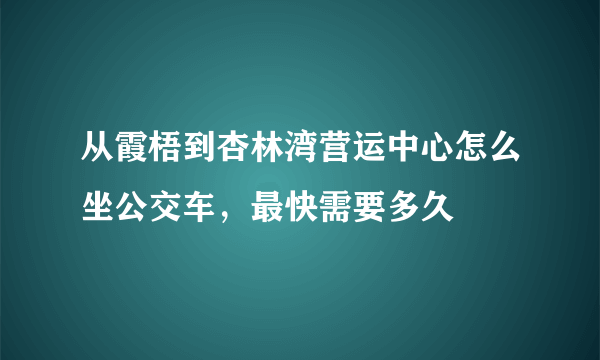 从霞梧到杏林湾营运中心怎么坐公交车，最快需要多久