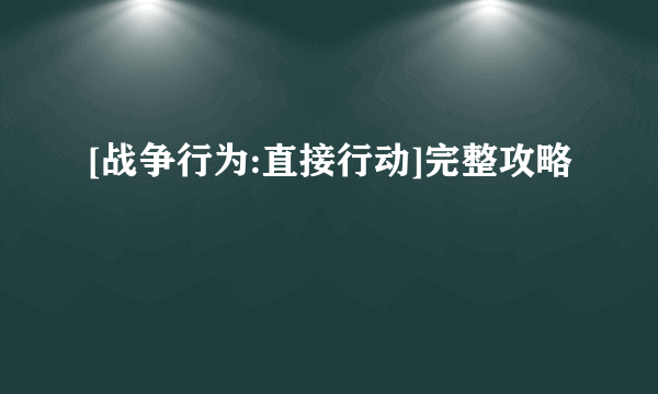 [战争行为:直接行动]完整攻略