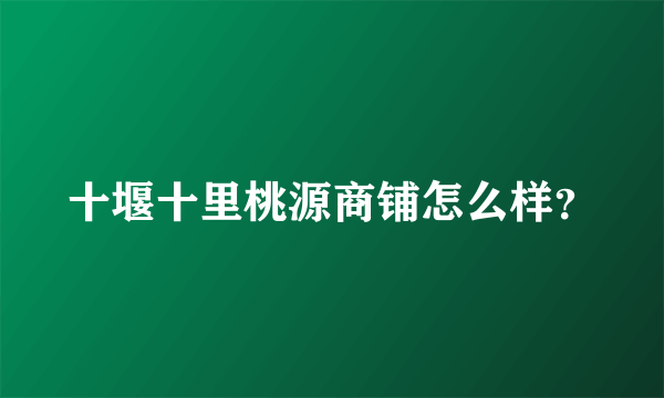 十堰十里桃源商铺怎么样？