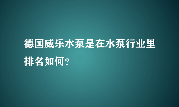 德国威乐水泵是在水泵行业里排名如何？