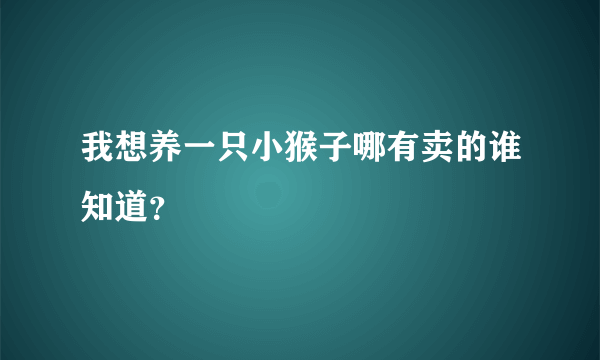 我想养一只小猴子哪有卖的谁知道？