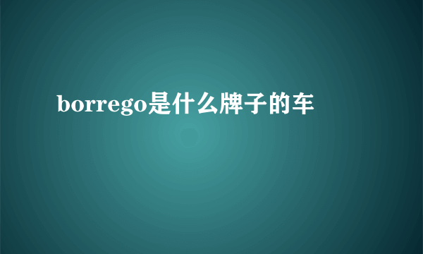 borrego是什么牌子的车