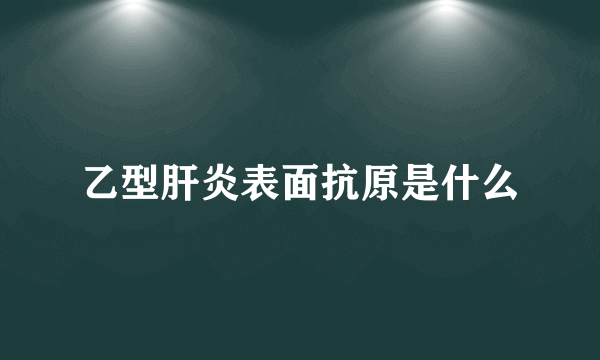 乙型肝炎表面抗原是什么