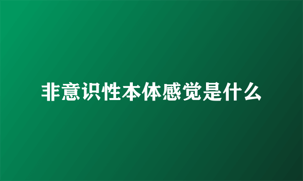 非意识性本体感觉是什么