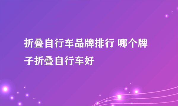 折叠自行车品牌排行 哪个牌子折叠自行车好