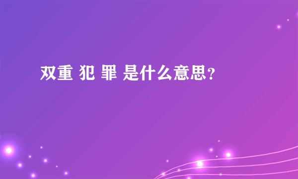 双重 犯 罪 是什么意思？