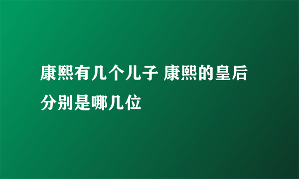 康熙有几个儿子 康熙的皇后分别是哪几位